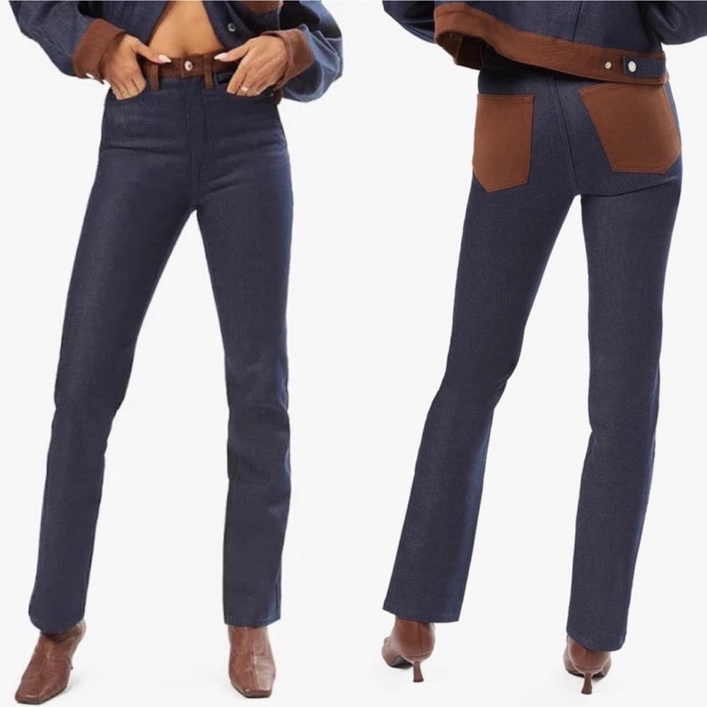 NWT Weworewhat size 27 navy and brown jeans